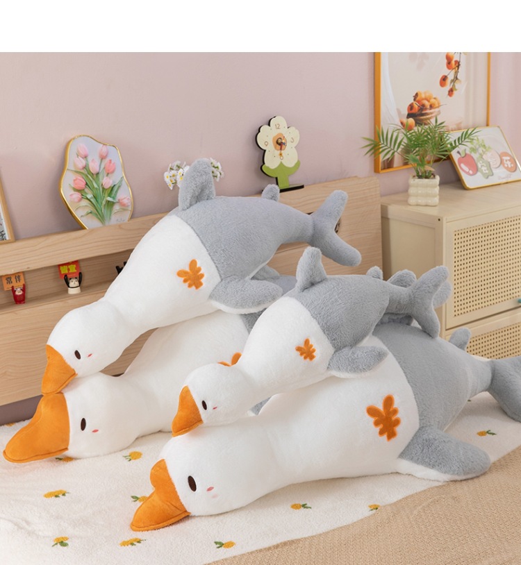 创意鱼鹅抱枕大白鹅毛绒玩具床上超可爱睡觉夹腿搂抱鱼鹅毛绒玩具详情20