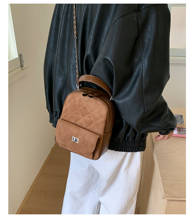 时尚小香风菱格链条女包新款绒面双肩包小众百搭手提包儒雅休闲包详情25