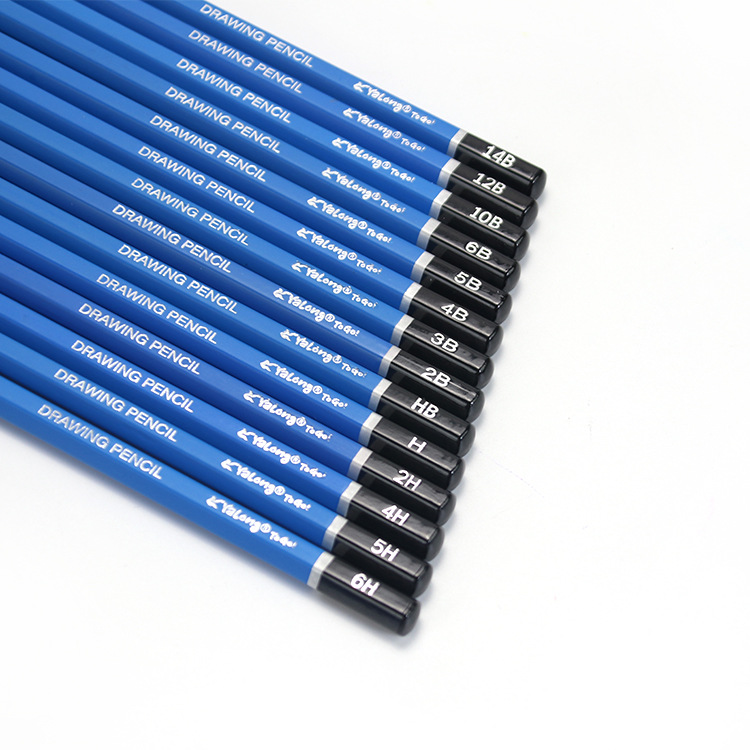 Yalong Cross-border Professional Wholesale Art student full set of pencils, blue matte finish drawing pencils pic 3