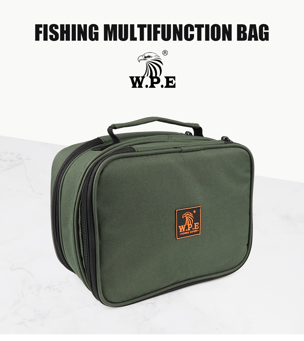 W.P.E 钓鱼包双层独立收纳600D/PVC多功能防水耐磨鱼饵渔轮工具包详情2