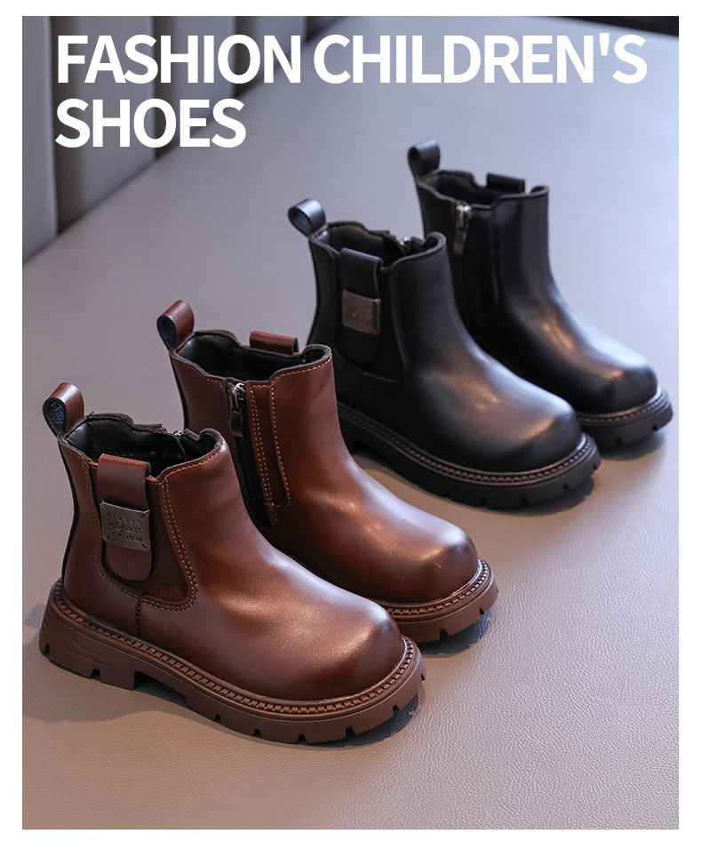 女童靴子加绒马丁靴2024秋冬季新款棉靴小女孩公主短靴百搭烟筒靴详情1