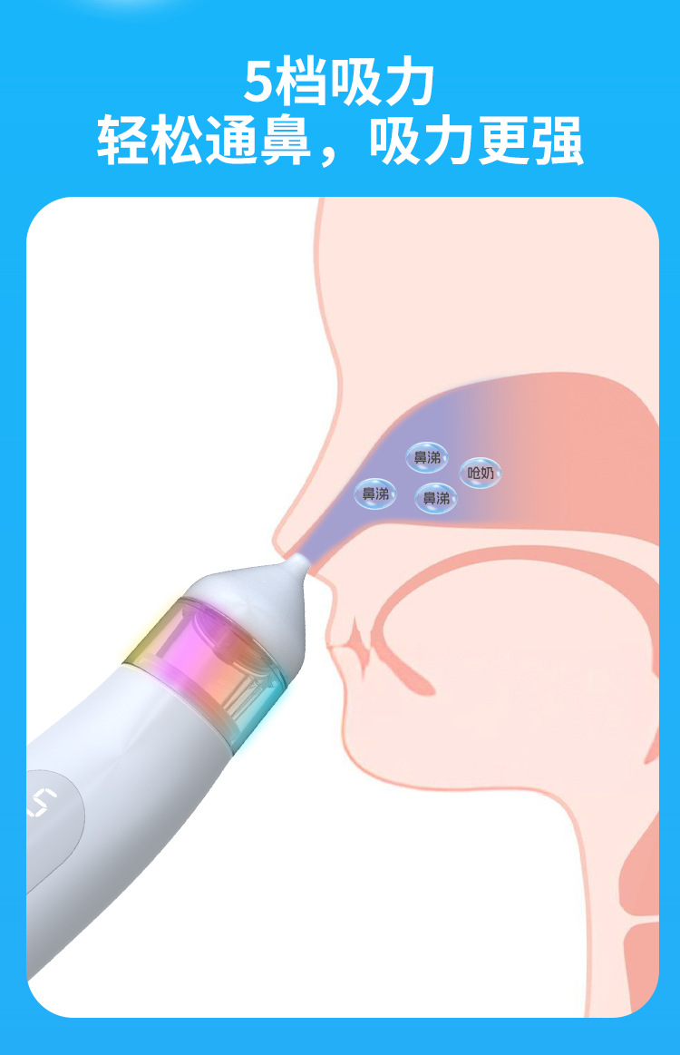台式吸鼻器吸鼻涕清洁鼻子带音乐夜灯多功能儿童婴儿电动吸鼻器详情7