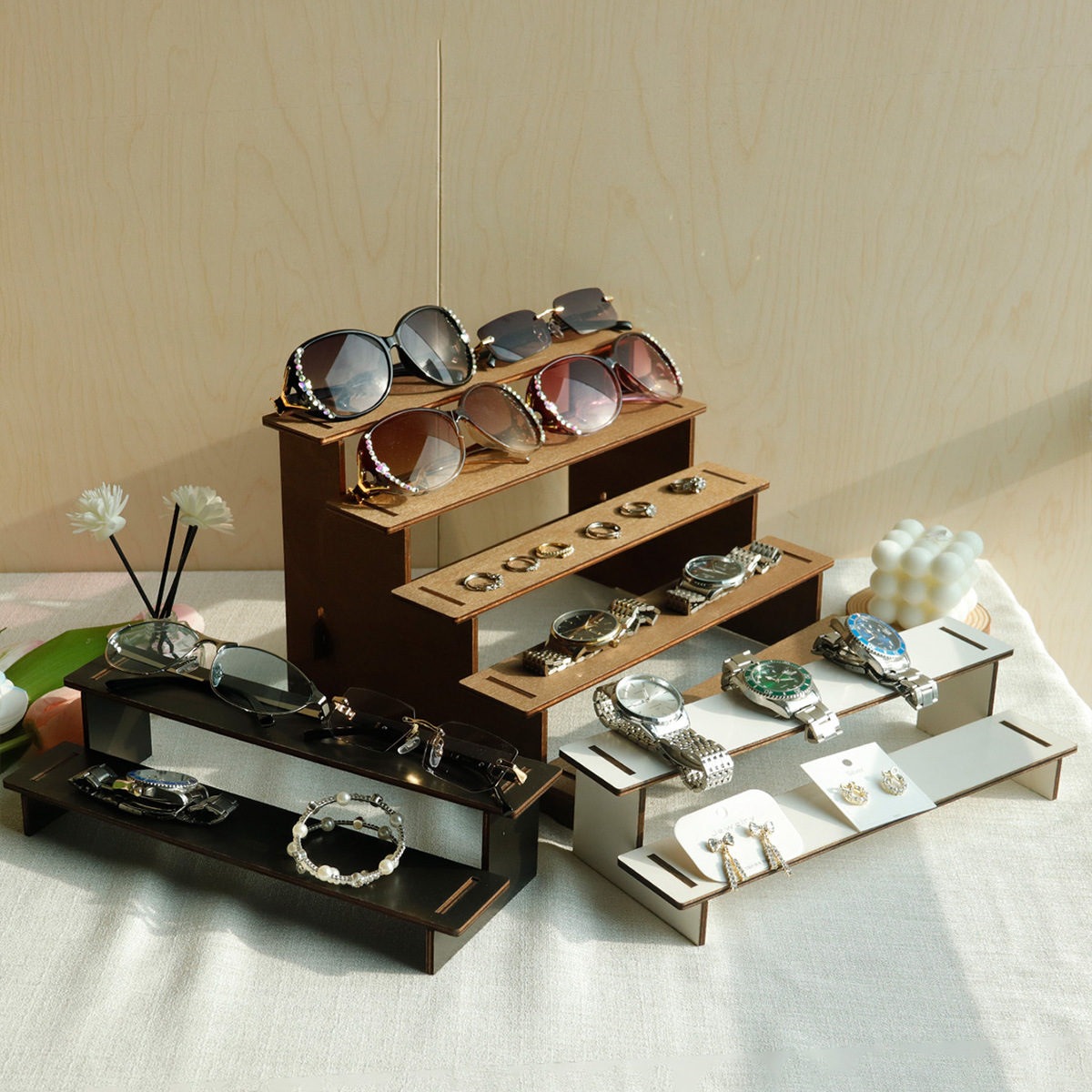 展示直播公仔架2-5层展示架小摆件收纳桌面置物架手办陈列阶梯架详情1