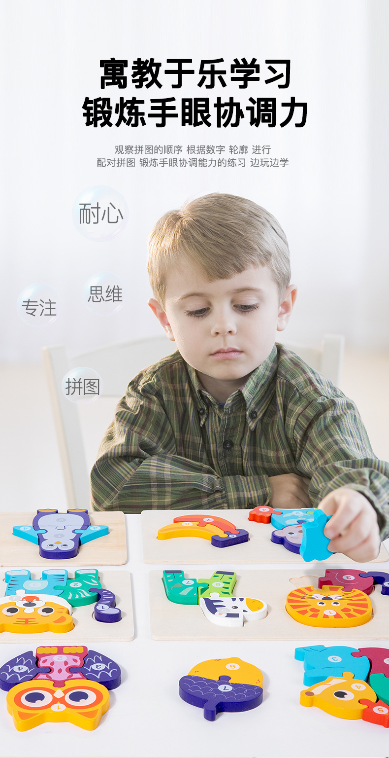 幼儿童蒙氏教具益智拼图配对早教玩具动物食物链宝宝数字认知游戏详情2