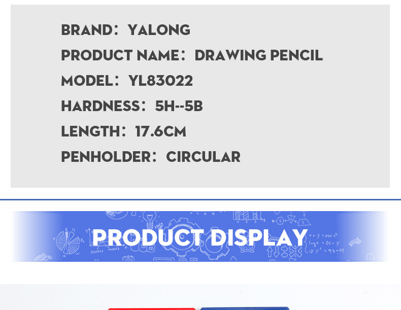 Yalong Cross-border Soft Poplar Wood Professional Art Pencils 12 pieces Mixed standard pencils HB2B Art Sketch pencils pic 1