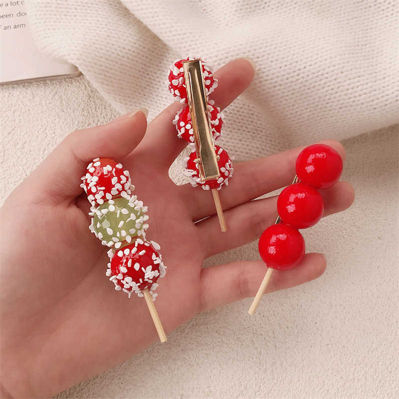 Fun and creative simulated sugar-coated haws hair clips, cute girls, super sweet hawthorn string headwear, high-end hair accessories pic 8