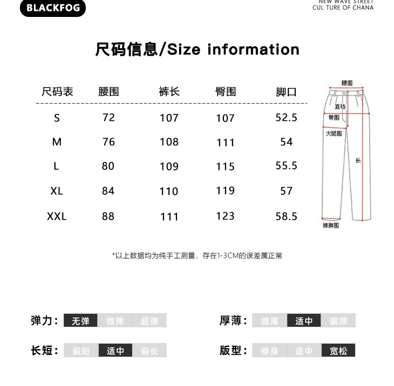 BF美式高街水洗破洞补丁牛仔裤男设计感直筒宽松阔腿长裤青年休闲详情3