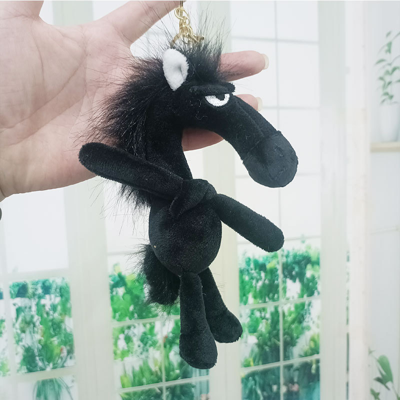 爆款2026马年吉祥物高冷黑马钥匙扣挂件玩偶毛绒玩具情侣包包挂饰详情2