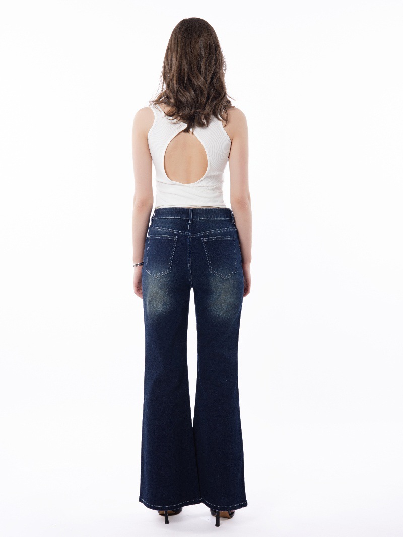 Cross-border 2025 nuevo comercio exterior europa y Estados Unidos ropa de mujer retro holgada micro trompe jeans mujeres casual versátil mop pants pic 12