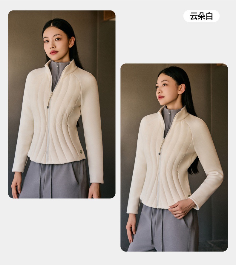 A new style of light and thin down jacket for women, with a slender waist and a slimming look. It is a short white duck down jacket for autumn and winter pic 17