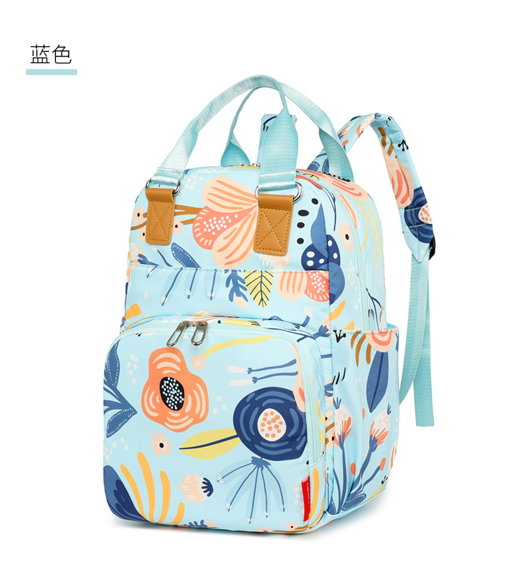 印花大容量外出双肩包时尚女背包婴儿奶瓶保温跨境热销母婴妈妈包详情24