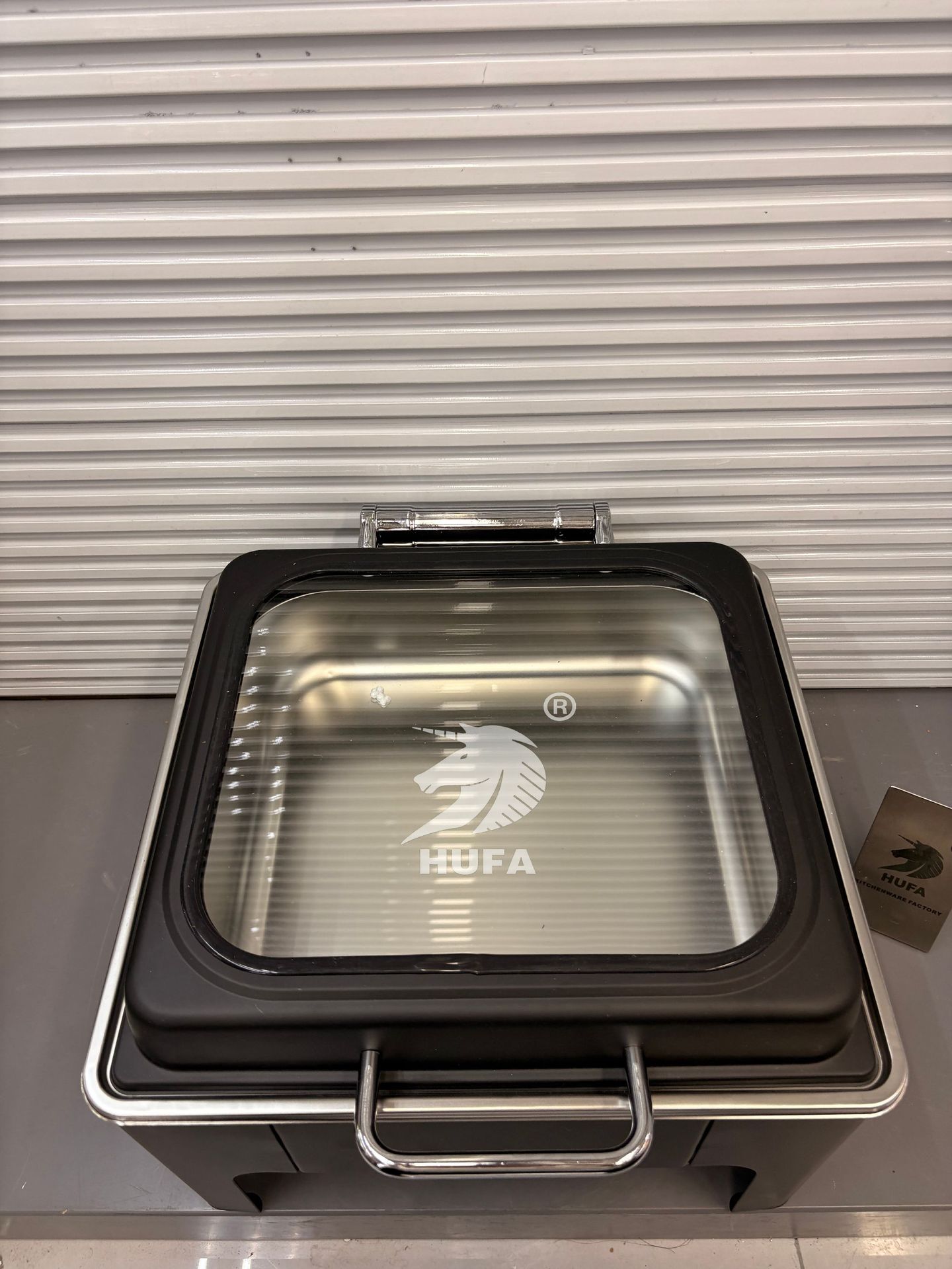 Cross-border square stainless steel buffet stove, hotel restaurant visible insulated alcohol stove, black flip-top dining stove, heating stove, dining stove pic 2