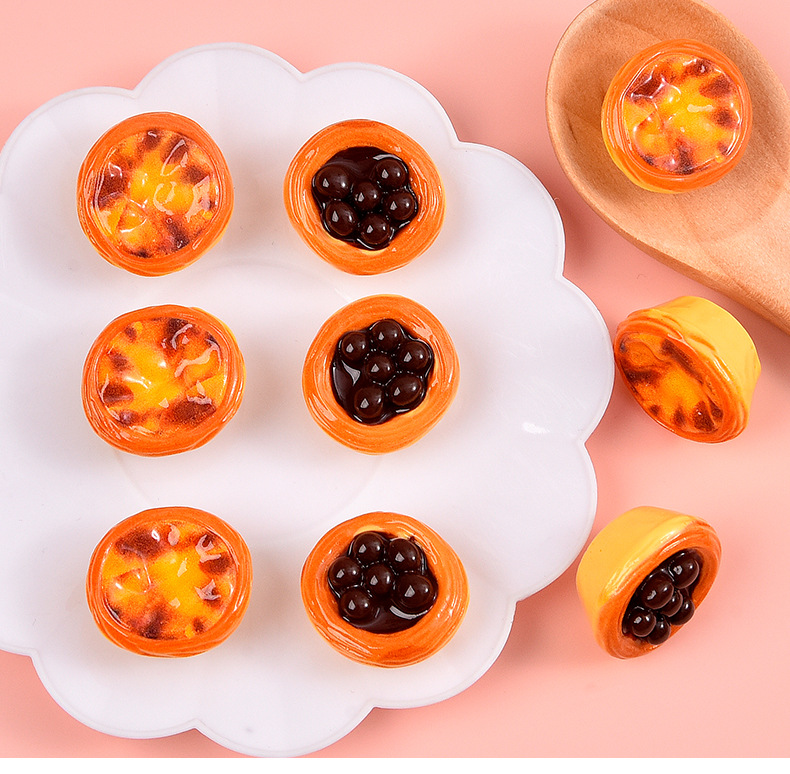 Simulated food toy egg tart resin accessories, diy cream glue phone case, fridge magnet, role-playing decoration material accessories pic 4