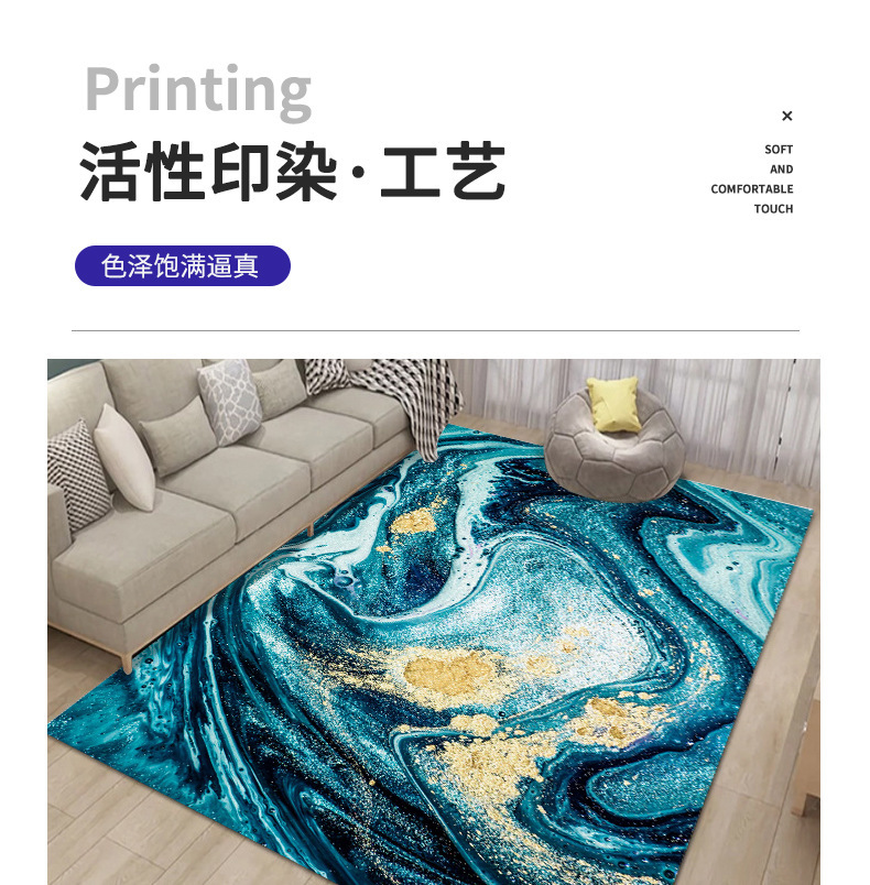 Cross-border consignment of washed carpets, indoor radiant abstract square floor MATS, printed coffee tables, living room and bedroom floor MATS pic 9