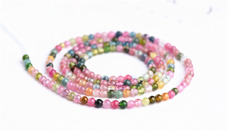 Jiuya Crystal Natural 7A Grade Small Particle Tourmaline Loose Beads Seven-color Tourmaline round Beads Ring Accessories wholesale pic 14