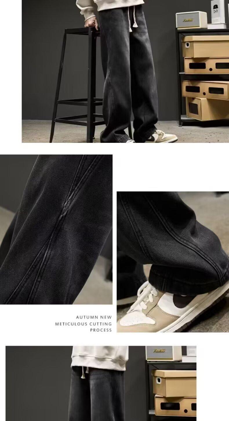 High street fashion brand straight-leg pants for spring and autumn, American vibe pants, loose casual long pants, three-bar jeans for boys pic 15