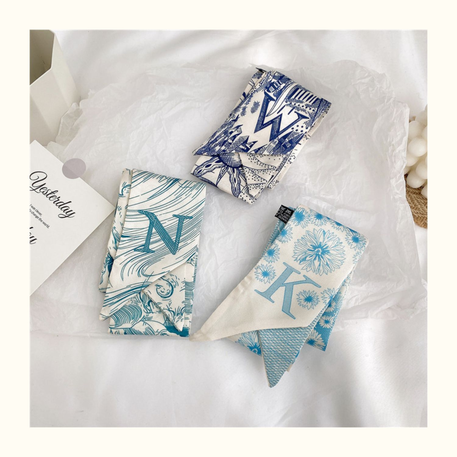 字母长条小丝巾绑发丝带高级感红色系领巾喜糖盒搭配结婚伴手礼详情27