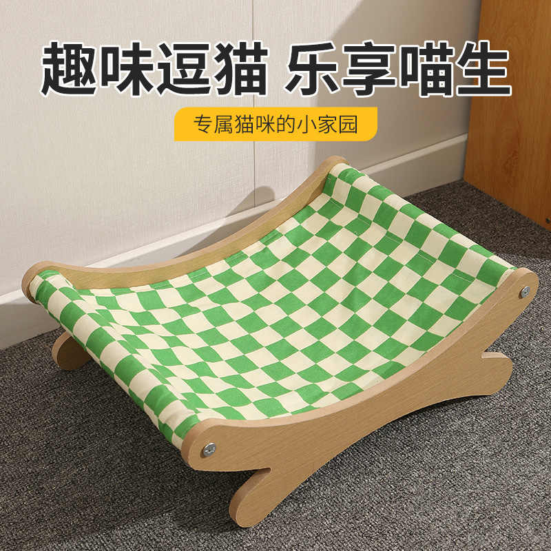 Cross-border supply summer cat rocking beds, pet wooden hammocks, cat rocking chairs, hammocks, factory direct sales, cat beds pic 2