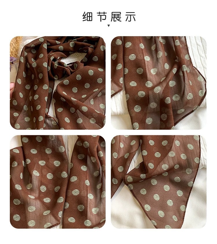 高级感棕色波点丝巾系脖绑发2026新款长条印花春夏薄款装饰飘带女详情3