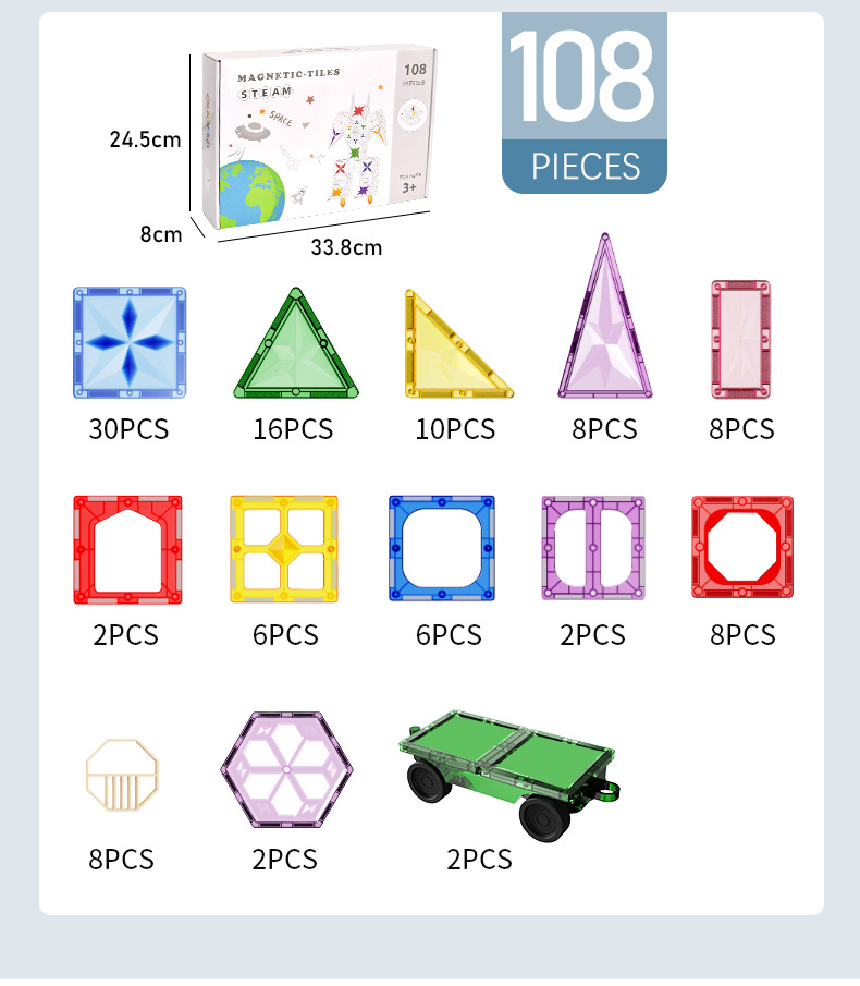 Diamond-faced starry window magnetic sheet toy, educational assembly block building block, children's intelligence toy for 3-7 years old pic 15