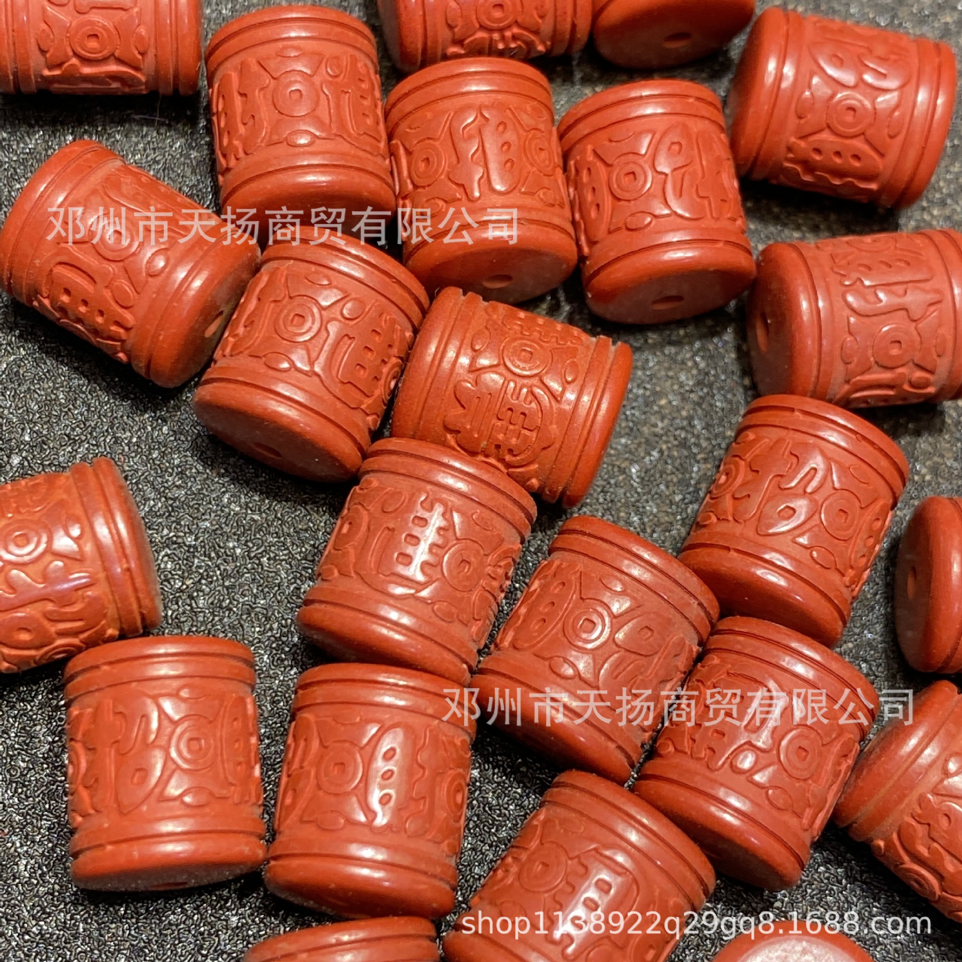 朱砂高含量帝王砂六字真言桶珠老型珠DIY手工编绳串珠饰品配件详情3