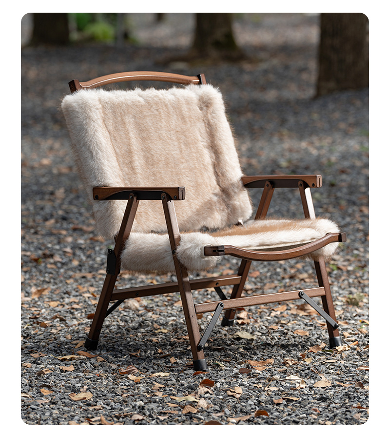 YEZHULIN皮毛榉木折叠椅定制冬季皮毛折叠椅新款庭院阳台休闲椅详情17