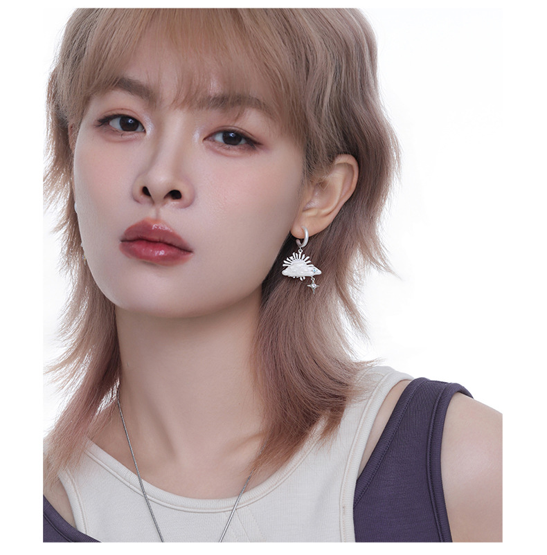 Cloud Gap Flying Crane Stud Earrings, a unique and versatile design with a high-end feel for women in an Instagram style. Original cloud earrings, 925 silver needle earrings pic 9