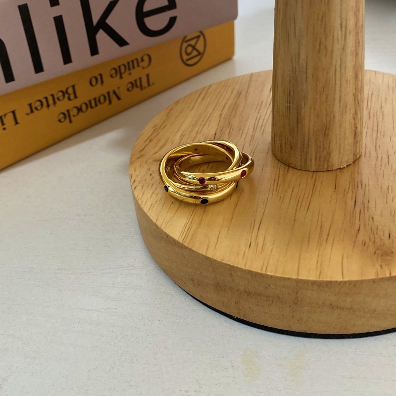 芳伶大哥同款戒指经典三环中古彩色宝石时髦气质复古套戒指环手饰详情5