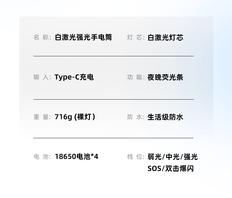 High-power, high-intensity rechargeable flashlight, long-lasting telescopic zoom, high-lumen alloy lamp, new cross-border lighting equipment pic 2