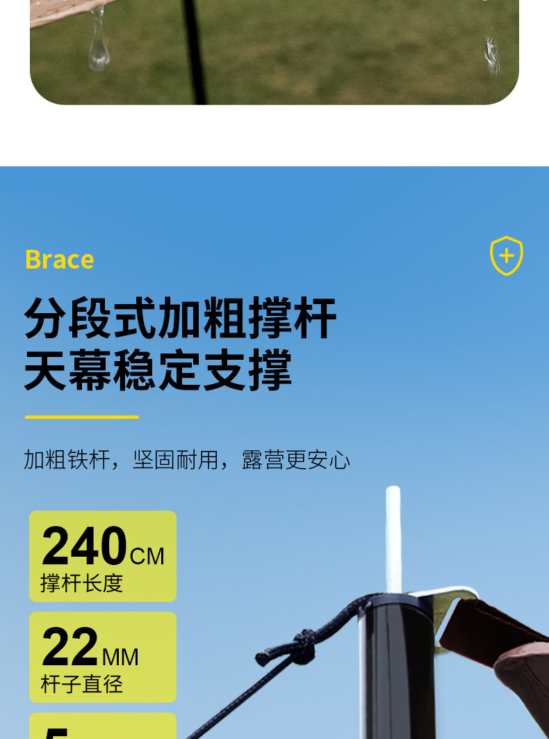 新款钛冷黑胶天幕加厚户外露营帐篷遮阳棚防水防雨凉棚防风遮阳布详情10