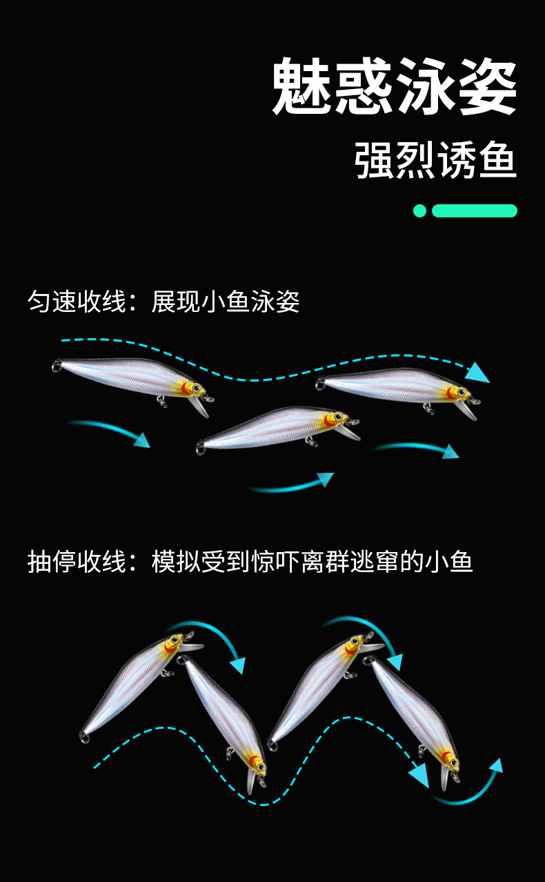 米诺路亚假饵悬浮长舌板浮水远投路亚饵缓沉专用钓鱼套装渔具批发详情7