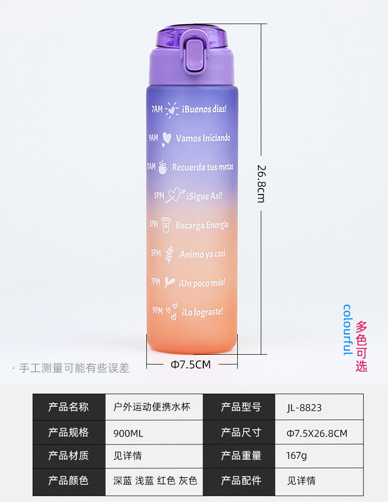 工厂定制运动水杯便携随手杯健身塑料水壶大容量防摔跨境吸管杯子详情6