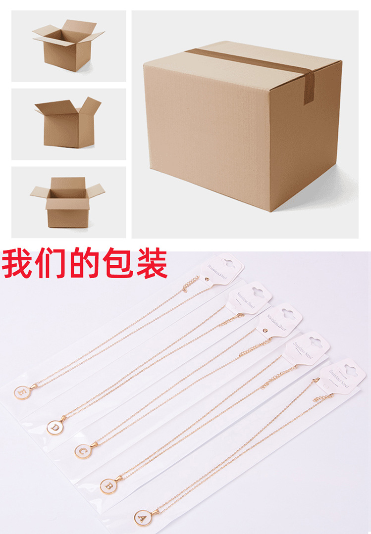 Cross-border 18K gold shell round stainless steel letter necklace, fashionable European and American titanium steel ring 26-letter pendant for women pic 18