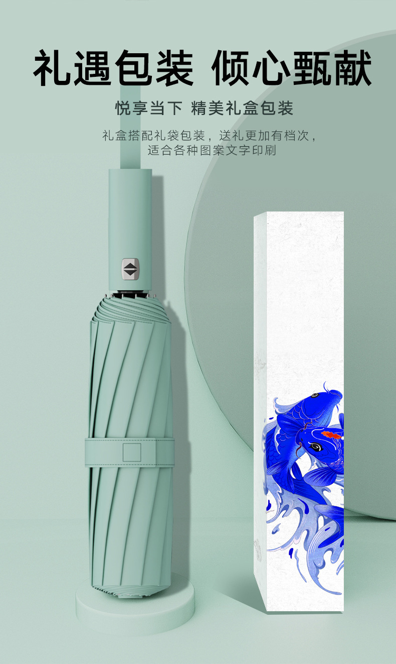 24骨全自动雨伞双人三折晴雨两用商务遮阳伞双龙骨可印制大量批发详情27