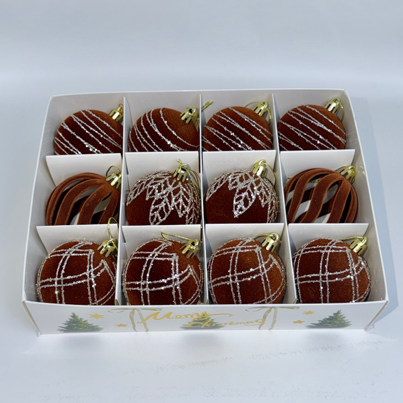 Cross-border new velvet Christmas ball set, Christmas window velvet balls, Christmas tree decoration, painted balls and hanging ornaments pic 10