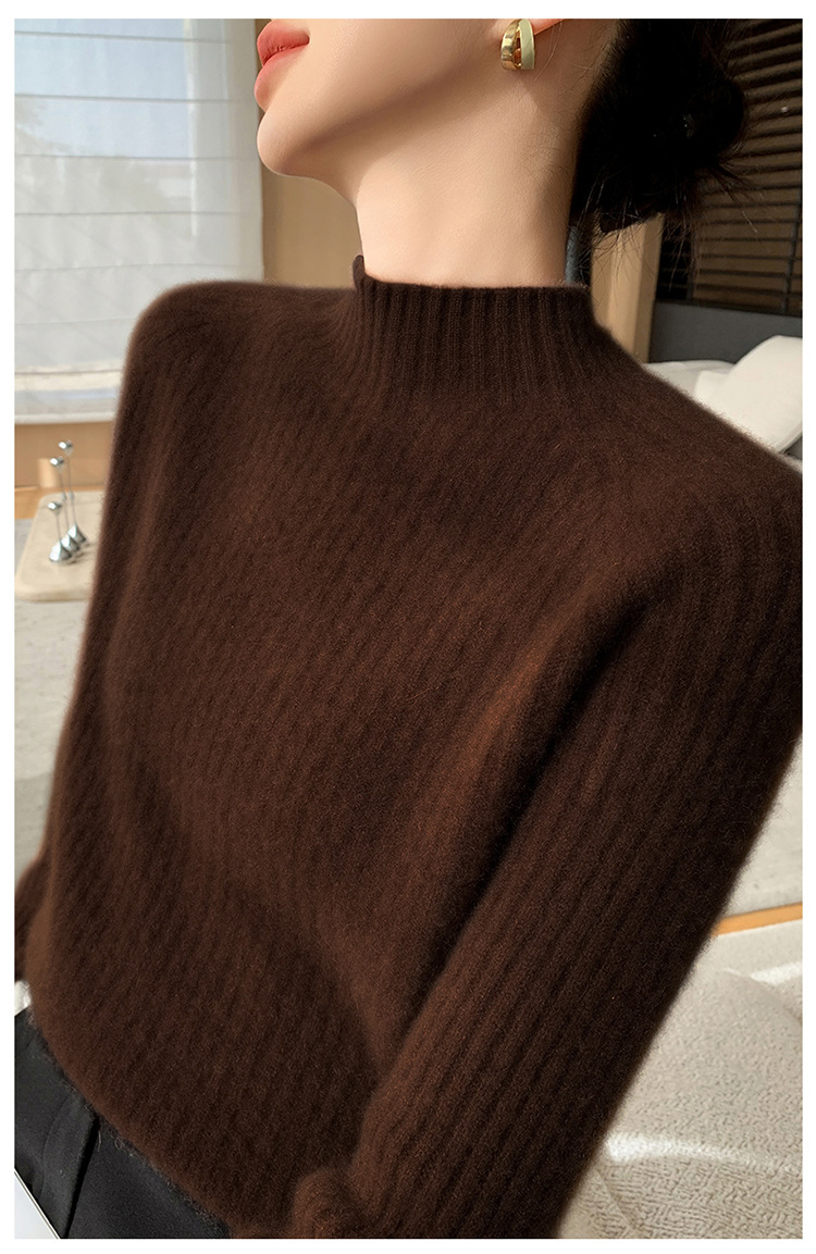 100% cashmere semi-high-neck cashmere sweater for women in autumn and winter, long-sleeved knitted base layer, thick warm sweater for women pic 19