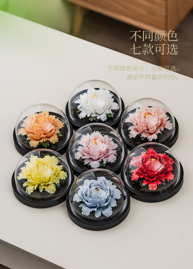 手工牡丹花礼物跨境工艺品车载香薰摆件高级感小众陶瓷花伴手礼品详情2