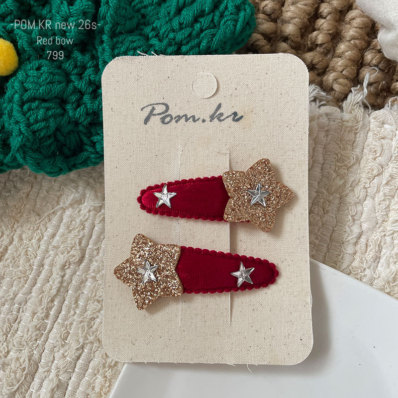 The new Korean-style cute and playful five-pointed star hair clip is a handcrafted children's side bangs clip that can be used for girls pic 9