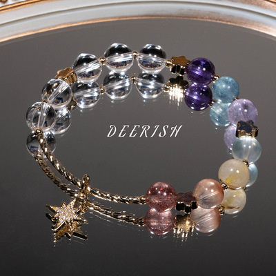 Original ancient-style retro jewelry white crystal bracelet for girls, high transparency bracelet, strawberry crystal peach blossom natural crystal bracelet pic 2