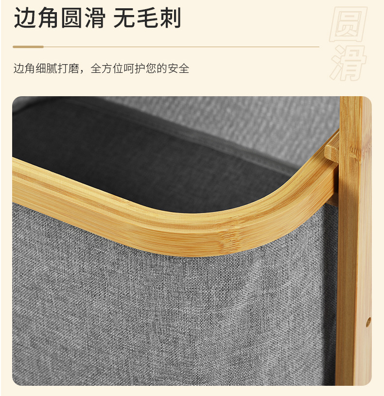 跨境亚马逊脏衣收纳篮浴室布艺三层分类储物筐方形折叠内衣脏衣篓详情8