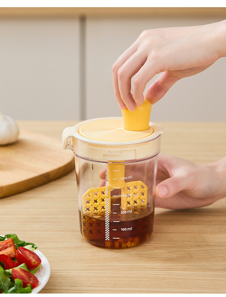 Seasoning mixing cup, kitchen hand-cranked seasoning jar, oil pot, garlic and soy sauce mixing rod, container for homemade dipping sauce for hot pot pic 14