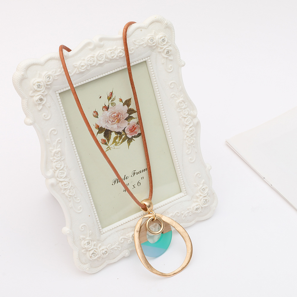 跨境专供亚马逊爆款项链首饰时尚木头拼接高级欧美饰品配饰毛衣链详情5