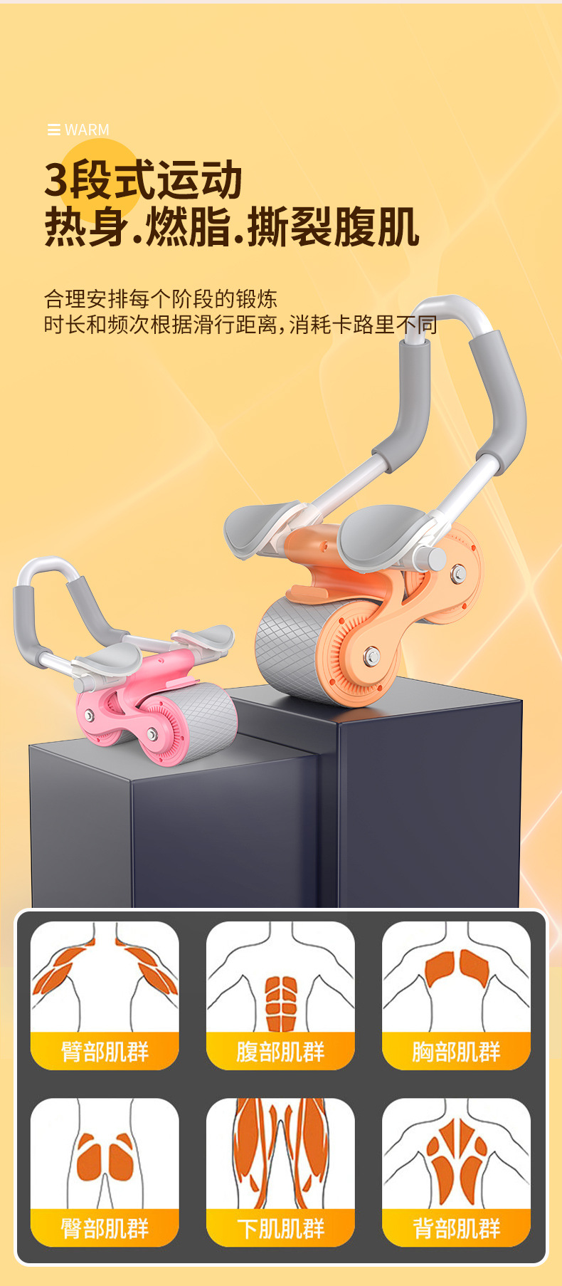 Abdominal wheel, elbow support, rebound abdominal muscle wheel trainer, sit-up fitness equipment, home foldable design for abdominal contraction pic 3