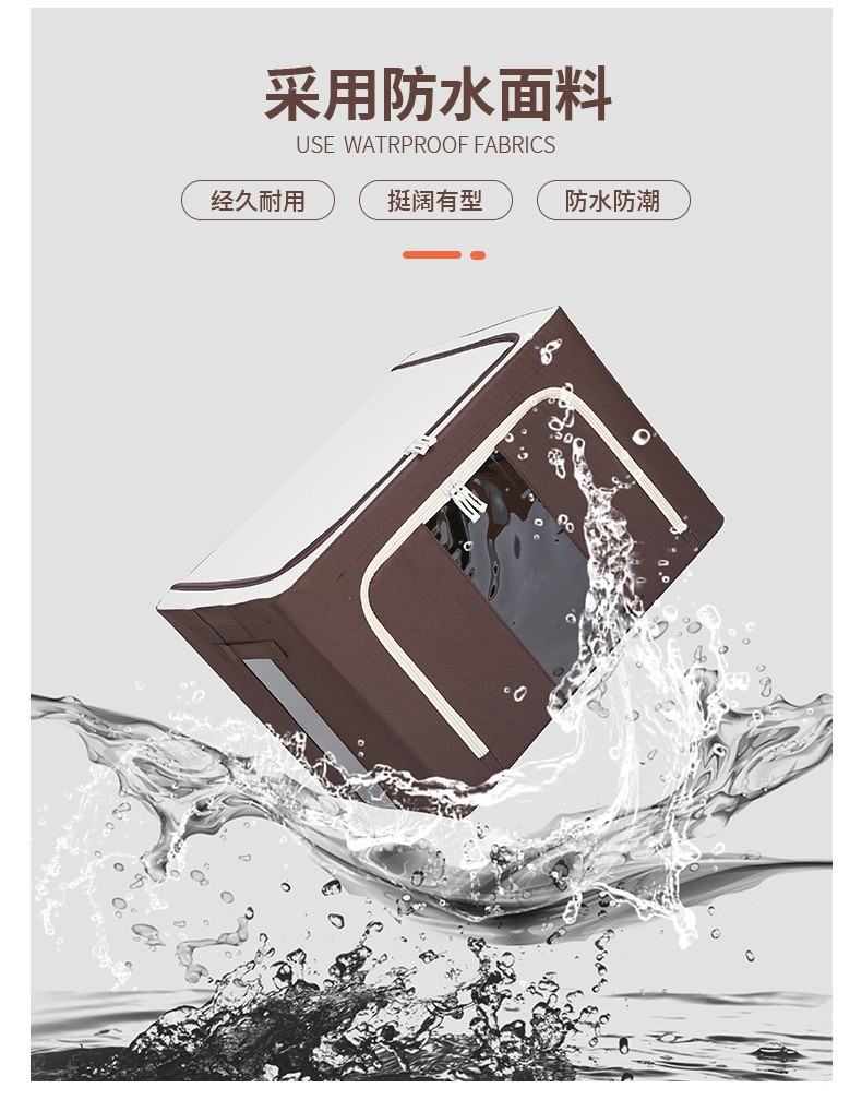 牛津布加粗六钢架可折叠收纳箱大容量衣服被子牛津布整理师收纳箱详情2