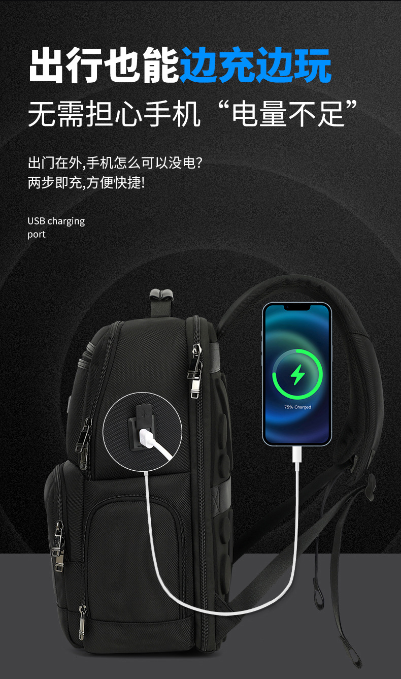 批发跨境总裁双肩包背包电脑包商务通勤大容量出差旅行包学生书包详情8