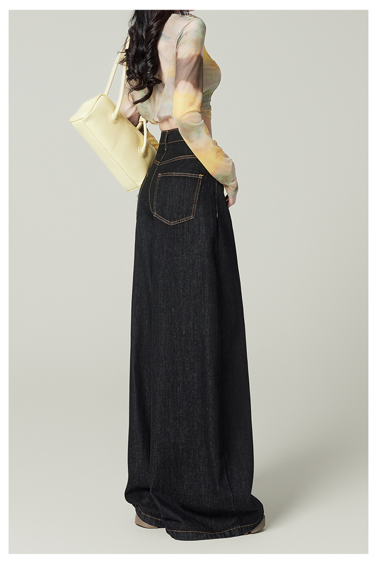 Autumn and winter new denim blue fleece jeans for women, wide-leg, high-waisted, loose design, large-sized versatile jeans 5664 pic 11