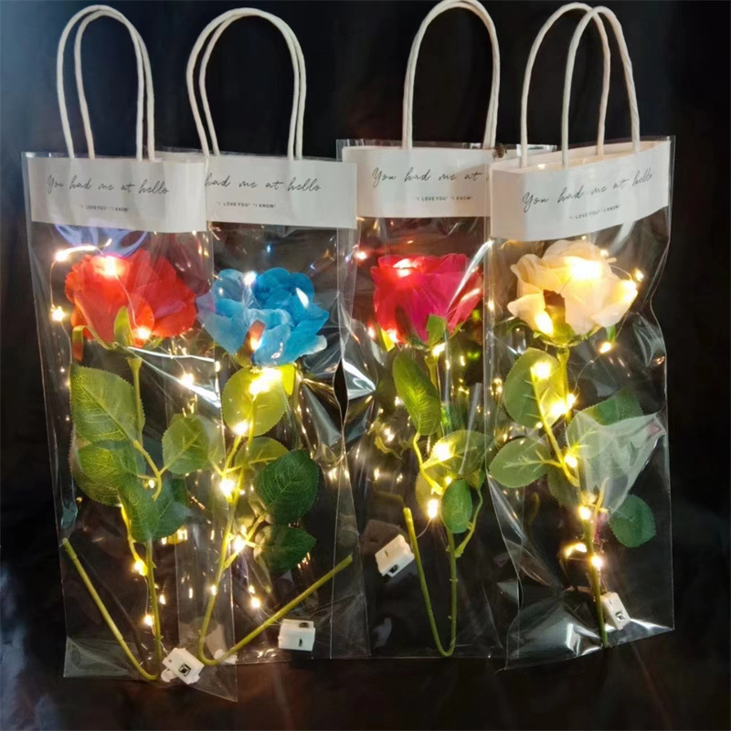 现货发光玩具七夕情人节玫瑰花礼物七彩玫瑰花彩色仿真玫瑰花束详情20