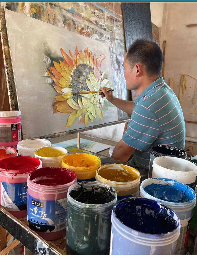 日照金山挂画手绘油画大芬村玄关画装饰画中式聚宝盆走廊挂画详情1