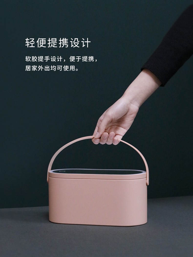 创意收纳箱化妆镜便携手提 车载化妆镜LED灯自由旋转美妆镜批发详情3