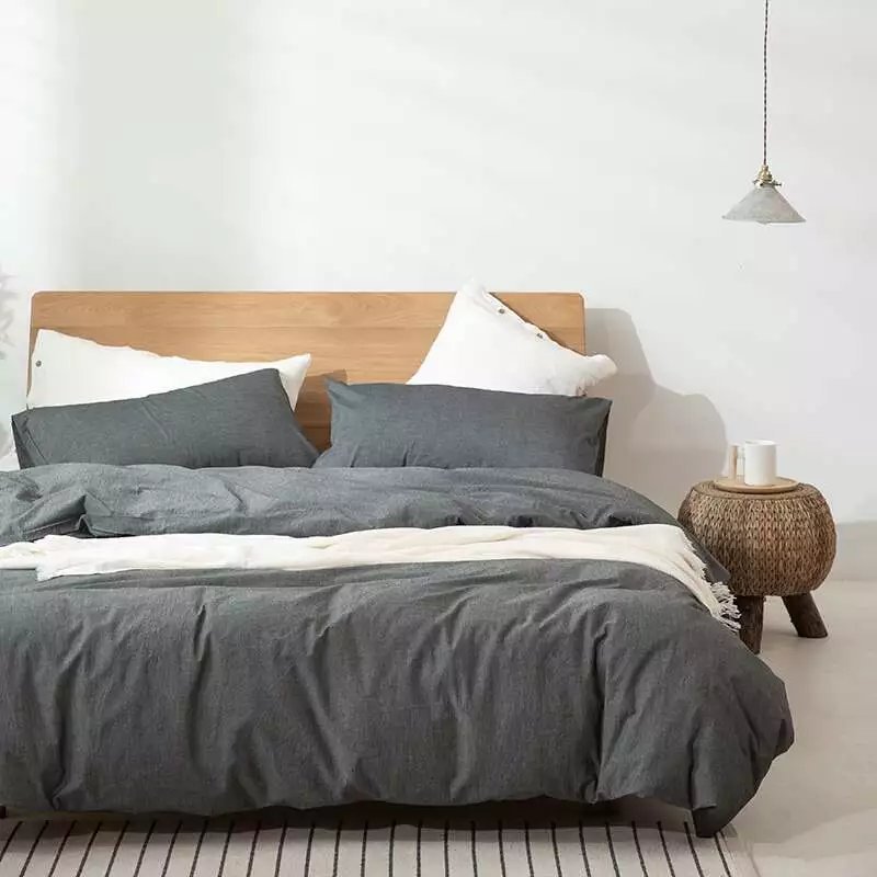 Muji pure cotton washed cotton four-piece set, Class a baby and mother grade bed sheets and duvet covers, all-cotton light luxury high-end bedding pic 47